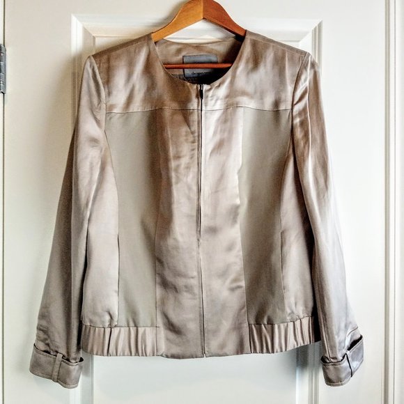 Classiques Entier Taupe Linen Blend Full Zip Jacket - Picture 1 of 6